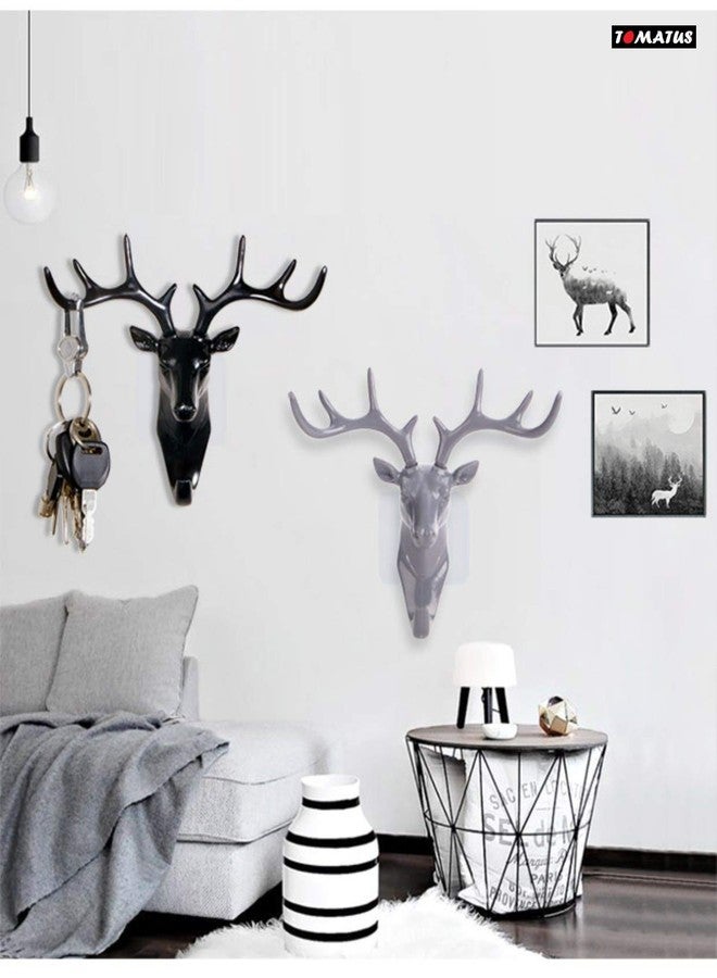 TOMATUS Store TOMATUS Acrylonitrile Butadiene Styrene Self Adhesive Decorative ey-s Sticky Holder Deer Head Hanging Wall Door Hook Hangers For Coats Bag (Black) - Image 5